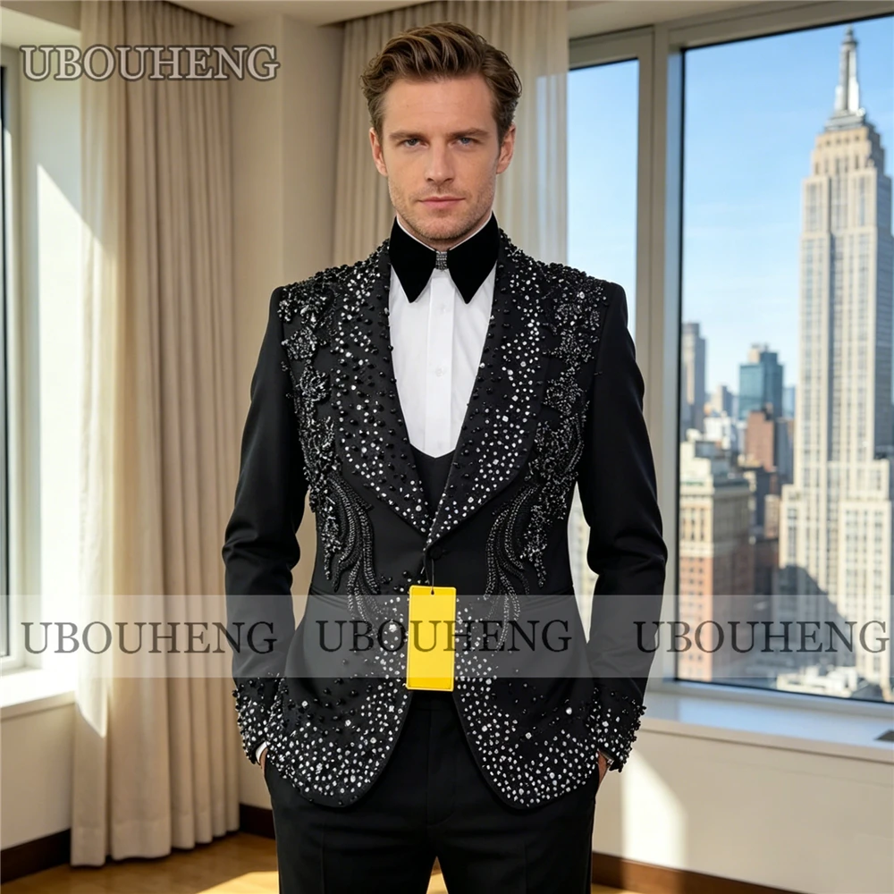 Traje de Lujo de 3 Piezas para - Formal Wear For Men Black Suit reseña y precio
