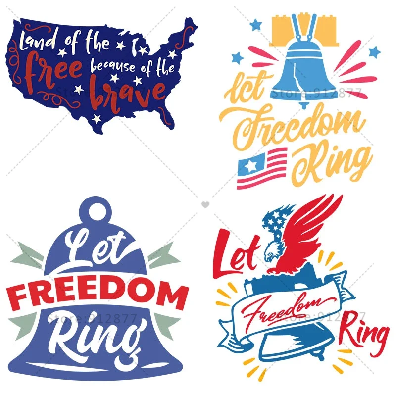 Vinyl Stickers Fourth Of July Independence Let Freedom Ring Land of the free LIBERTY Lets Get Lite Kiss Me Im An American DIY