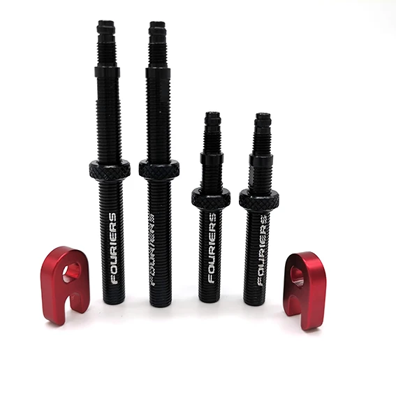 Fouriers VL-PE008 CNC Aluminium Alloy Tubeless Presta Valve Extension Extender with nut 40mm 60mm Removable Valves