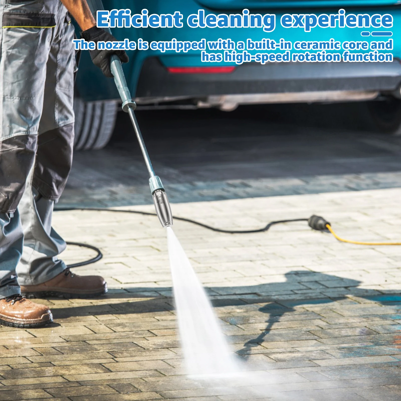 اكسسوارات غسيل السيارات ارتفاع ضغط مدفع المياه فوهة الفولاذ المقاوم للصدأ لوتس فوهة 360 °   موصل إزالة الصدأ الدوار 1/4 بوصة