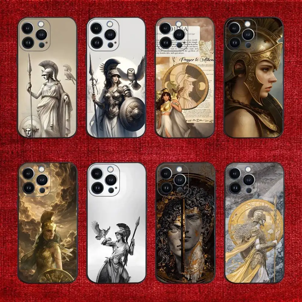 

Abstract Greek Mythology Athena Phone Case For iPhone 16e,16,15,14,13,12,11,Pro,X,XS,Max,XR,Plus,Mini Soft Black Cover