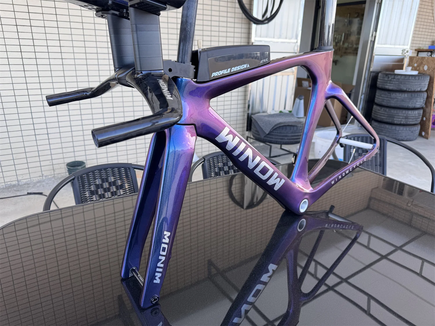 Winowsports Upgraded TT bar Carbon Fiber Time Trial Frame Set Disc