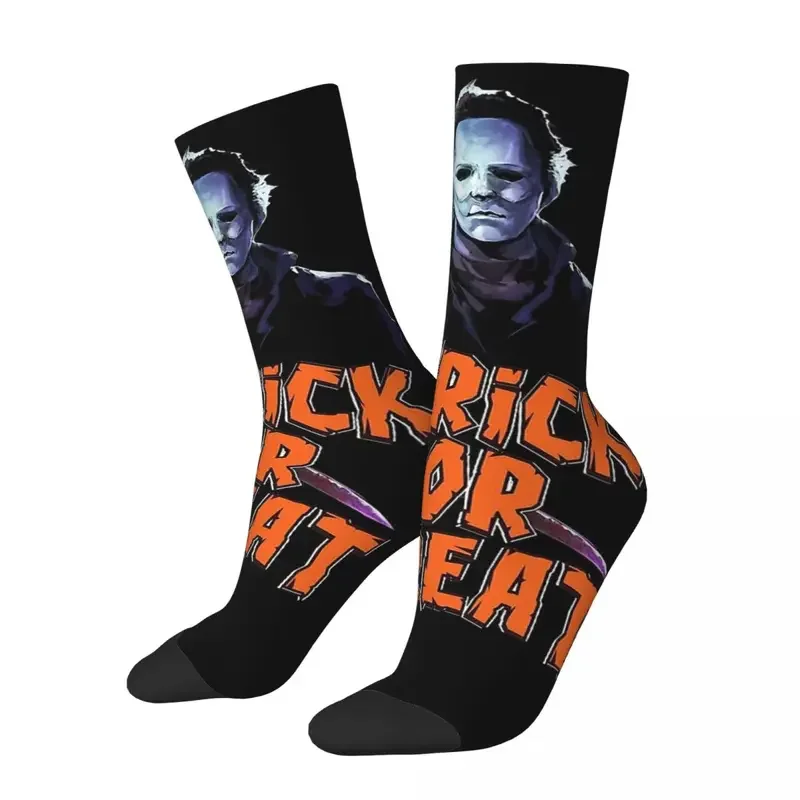 Calcetines de Halloween Michael Myers Trick Or Treat para hombre y mujer, medias de primavera, verano, otoño e invierno, regalo, novedad