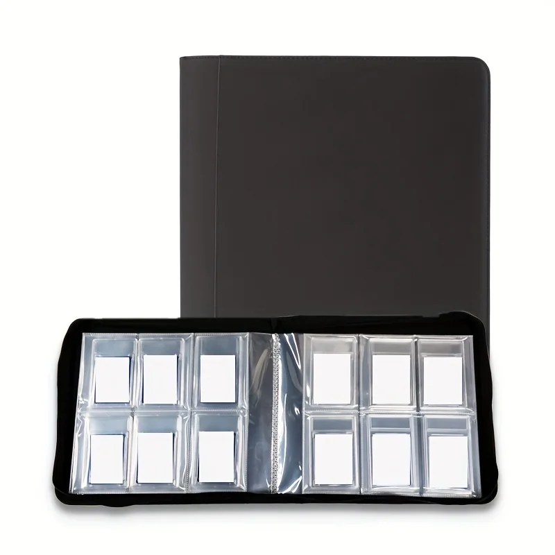 PSA CGC 35PT 슬래브용 등급 카드 바인더, 60장 카드 수납 앨범, PU 가죽 지퍼 스포츠 TCG PTCG 매직 카드 보관북