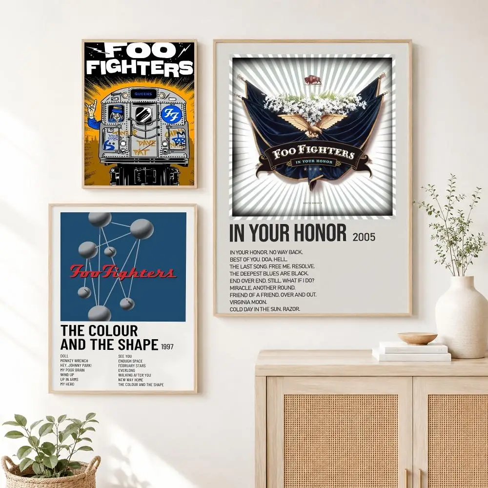 Pop Singer F-Foo Fighters Poster Self Adhesive Wall Art Decor for Bedroom Living Room Office Home Decor Gift