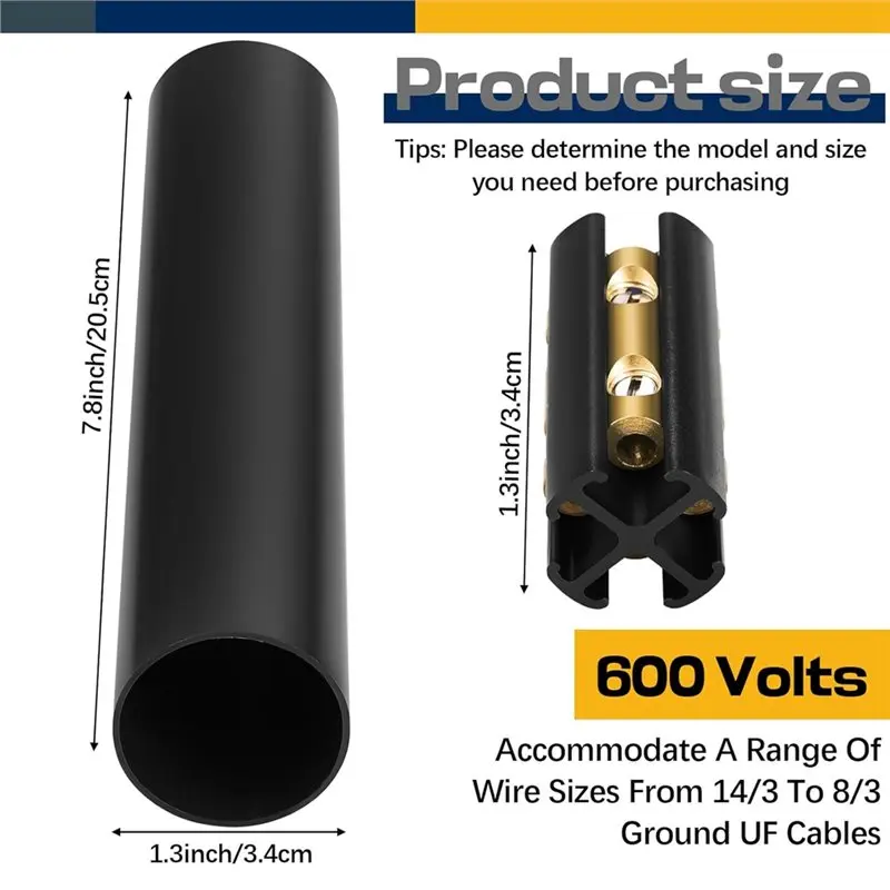مجموعة ربط الأسلاك تحت الأرض سهلة الاستخدام (4 عبوات)، لأسلاك 14/3 إلى 8/3 فائق التوهج، ومقابض ما يصل إلى 600 فولت، وتقليص الأنبوب