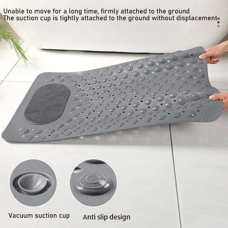 TPE Bathroom Anti Slip Mat Shower Anti Fall Home Pad Bath Room  Waterproof Massage Suction Cup Floor Mat