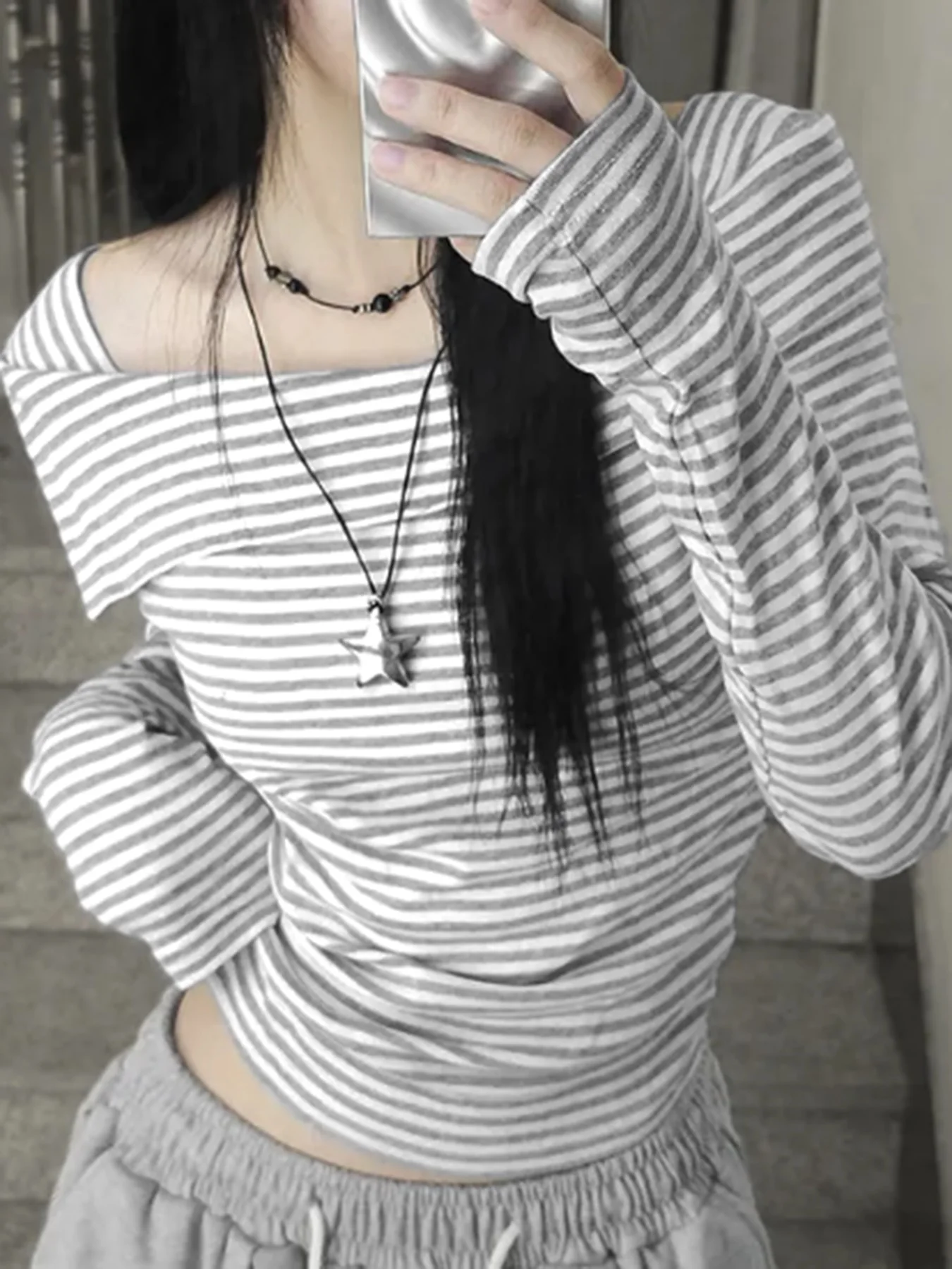 

Sweetown Korean Style Turn-Down Collar Slim Fit Women T-Shirts Striped Fashion Causal Simple Chic Blouses