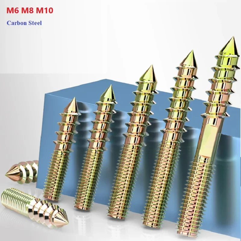 

Hanger Bolts Double Headed Yellow Zinc Plated M6 M8 M10 Dowel Screw Self-Tapping Screw For Wood Furniture