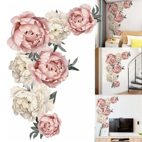 

3D New Gentle Peony Flower Bedroom Living Room Dormitory Background Study Room Entrance Wall Decoration Painting Ornament 2024