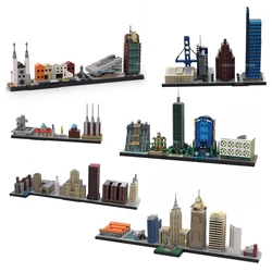 MOC City Skyline Series New York Detroit Philadelphia Bergen Cleveland City Architecture Decoration Building Blocks Toys Gift