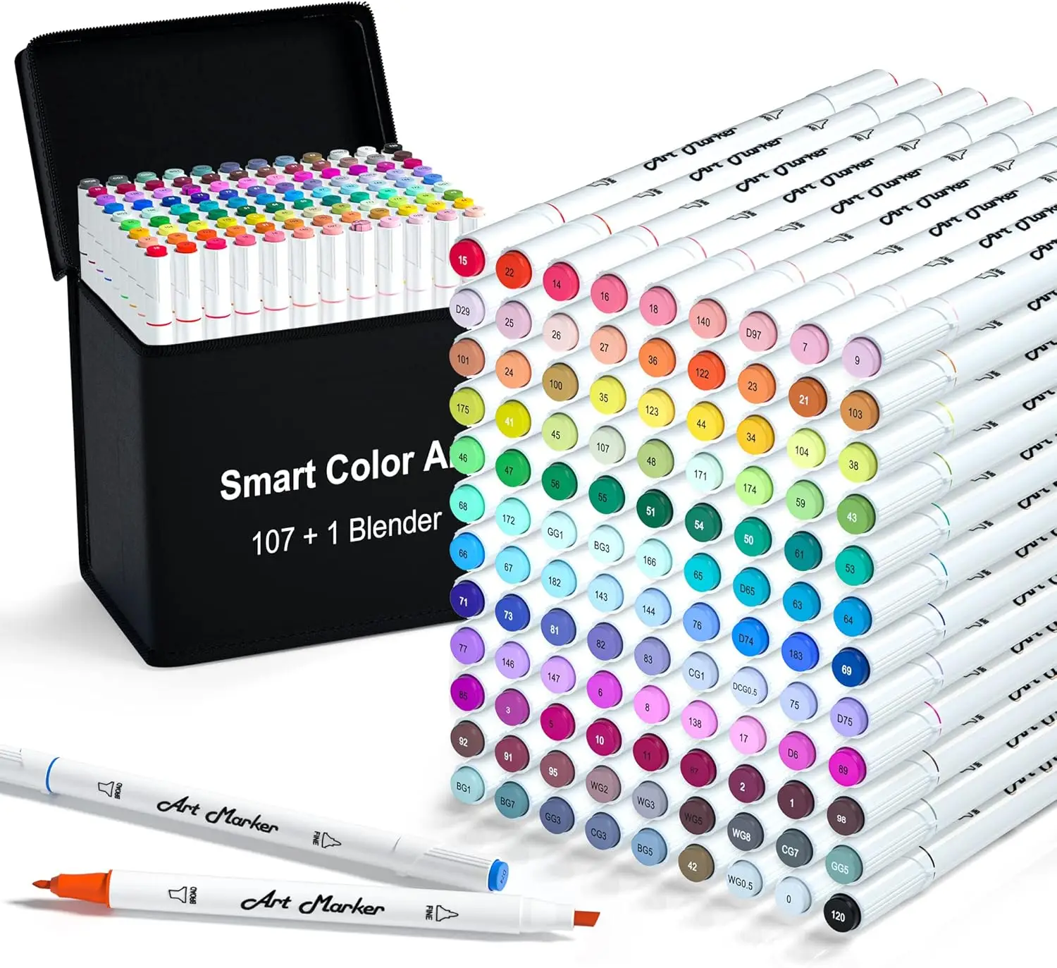 

108 Alcohol Markers Set with Blender, Dual Tip Art Pens for Coloring Sketching