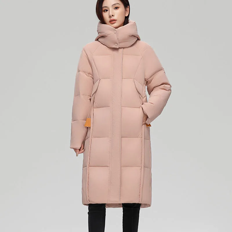 Overcoat 2024 New Fashion Loose Women Down Jacket Winter White Duck Down High Quality Medium-Length Women Down Jacket H133