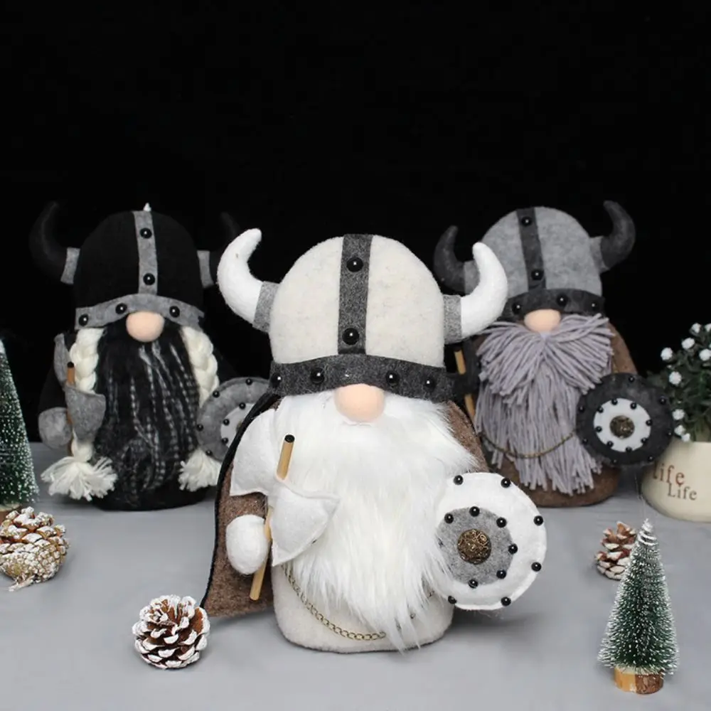 Scandinavian Style Viking Warrior Gnome Doll Figurine Ornament Viking Warrior Dwarf Toys Cute Durable Faceless Gnome Elf Garden