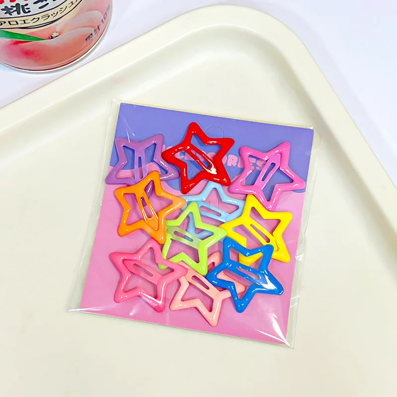 10pcs/set Cute Colorful Star Hairpins For Sweet Cool Spicy Girls Hair Decorate Hair Clips Barrettes Fashion Hair Accessories