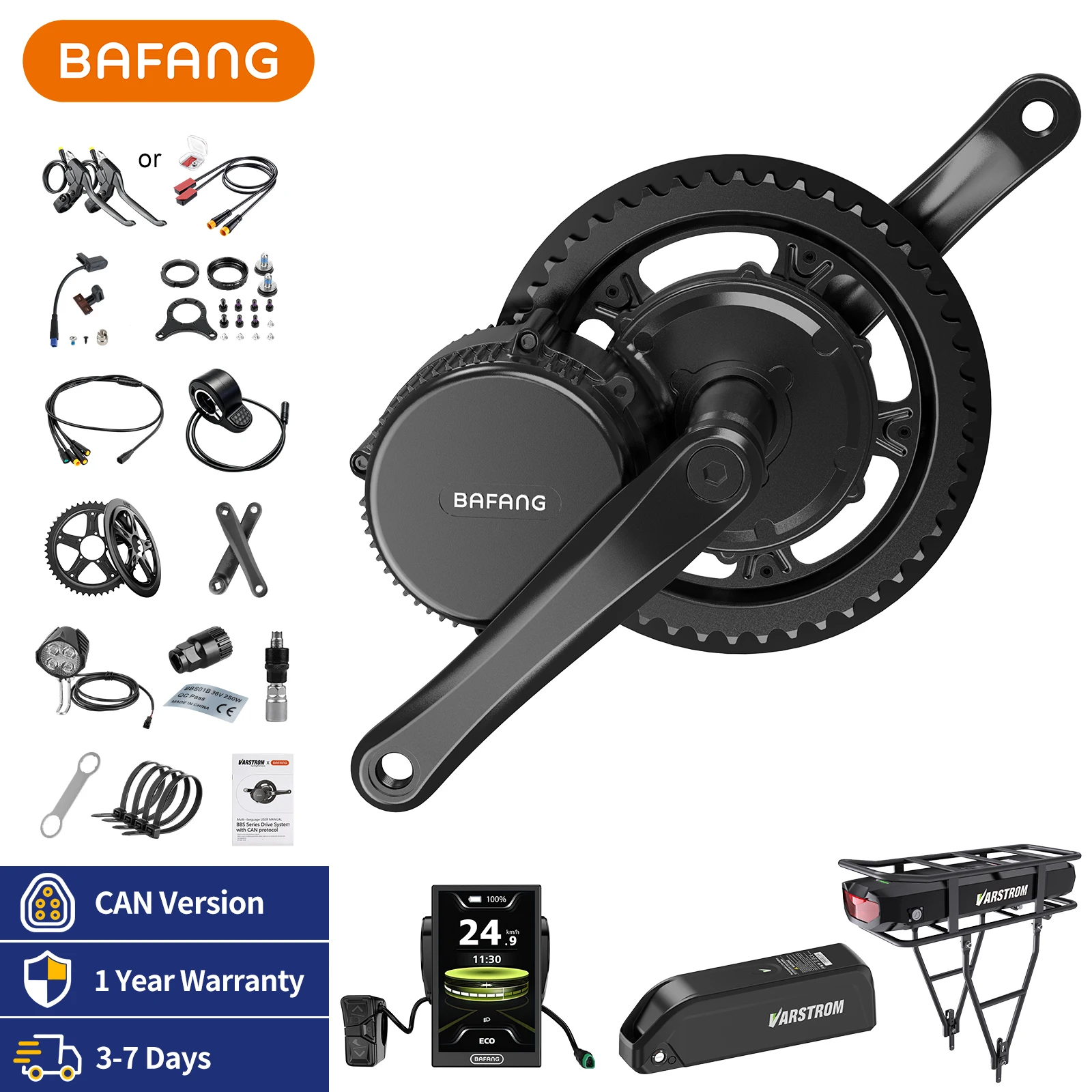 Side Hung Mid Drive Motor Kit - [US Shipping] Bafang BBS02B 48V 750W