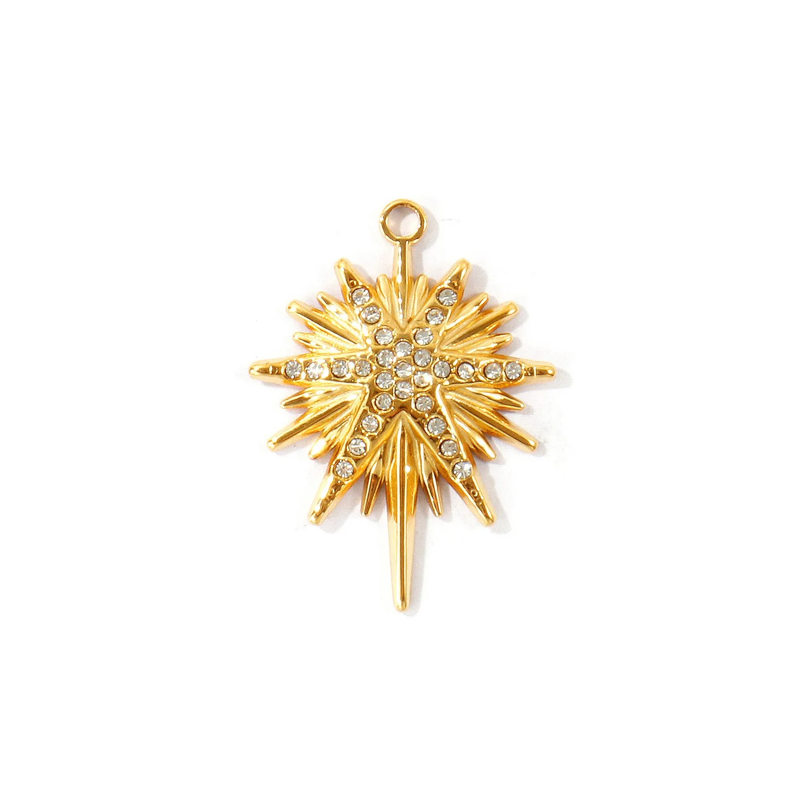 2 Stück Mikro-Pavé-Strass-Stern-Kolibri-Katzen-Anhänger aus 304 Edelstahl, 18K vergoldet, für DIY-Halsketten und Schmuckherstellung – Detail 5