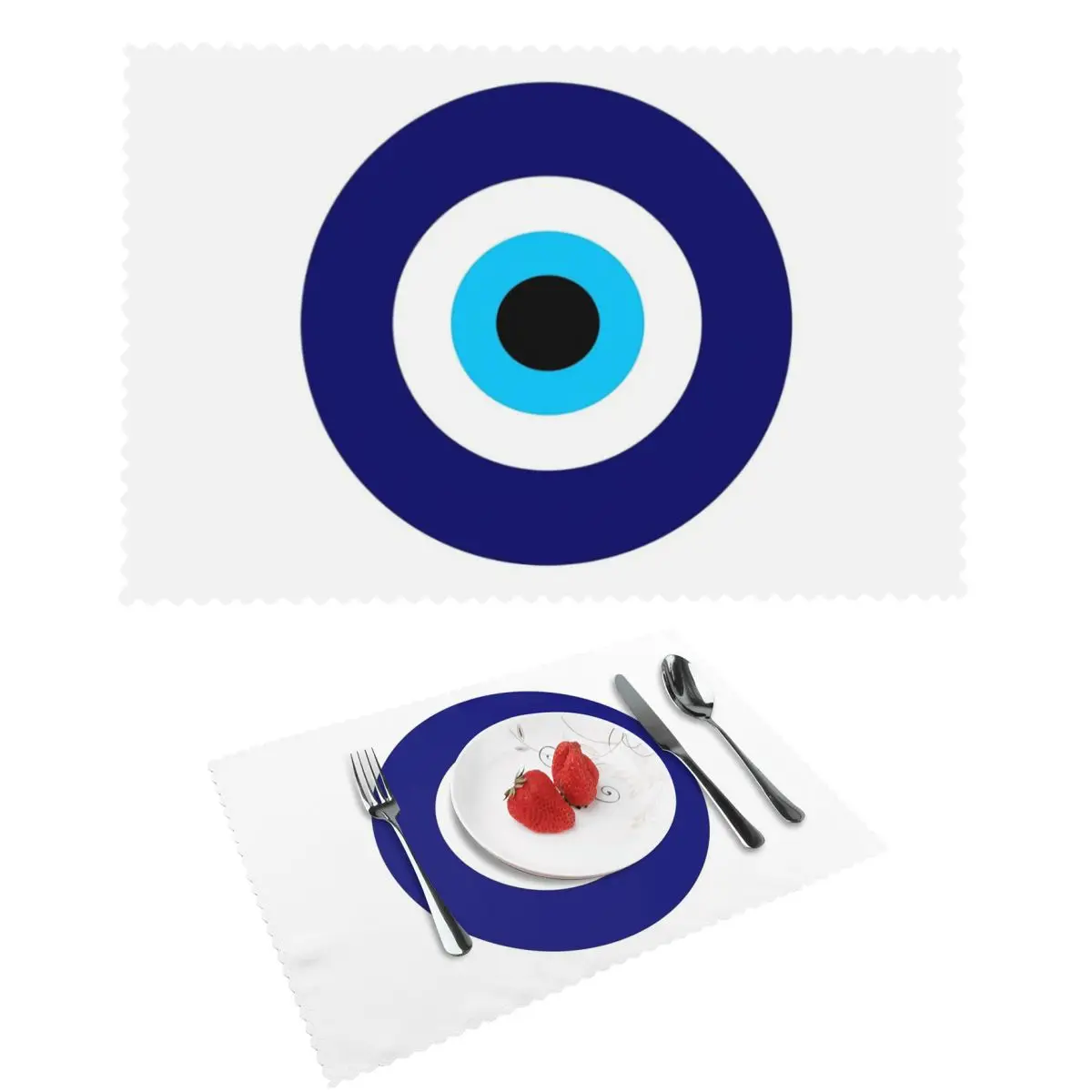 

Magic Eye Five Set Evil Ey Placemat Heat Resistant Plate Mat For Dining Table Bowl Coaster Home Decor Super Absorbent Mats