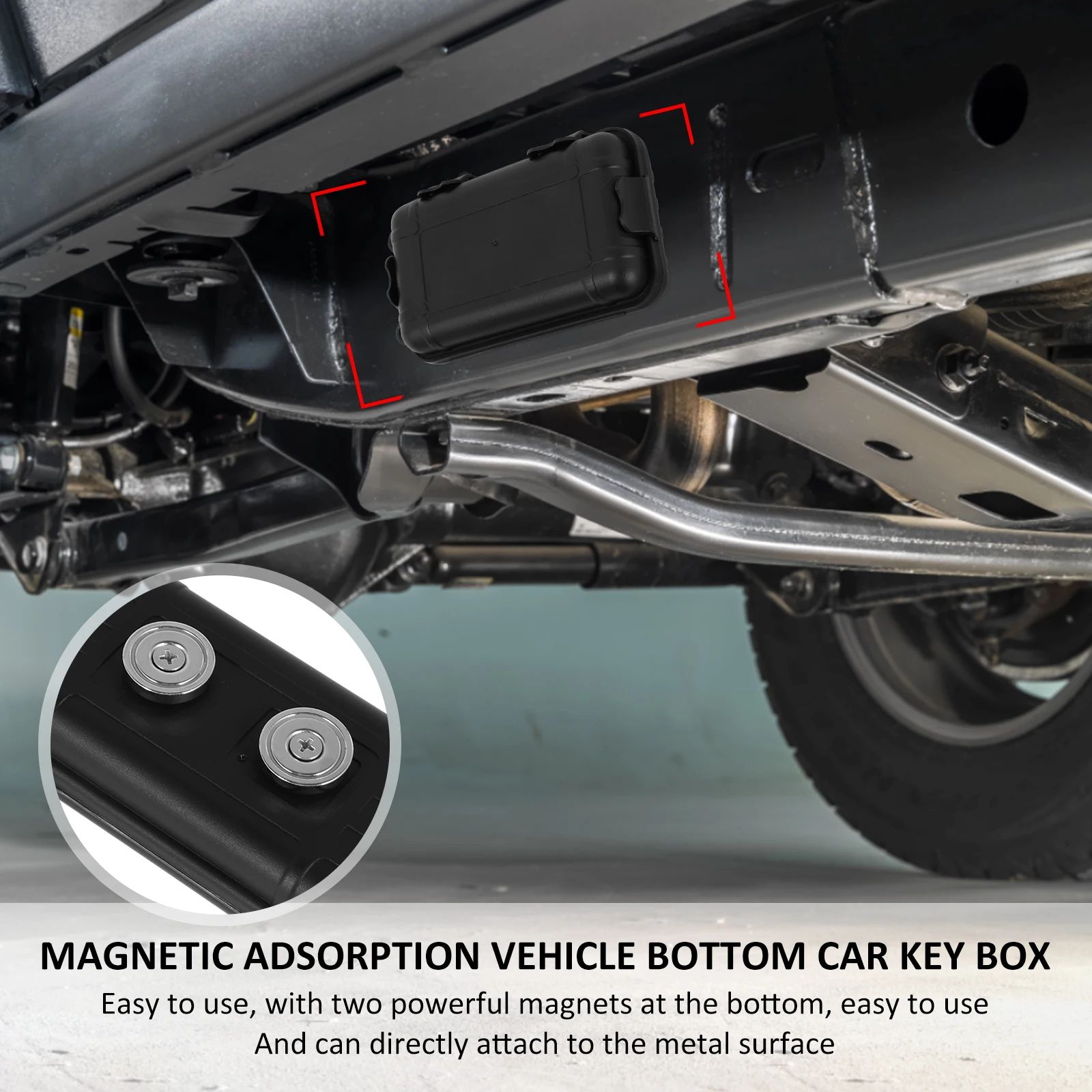 Under Car Hide Key Box autoSpare Key Box Magnet Automatic adsorption Waterproof Rustproof Key Secret Storage Box