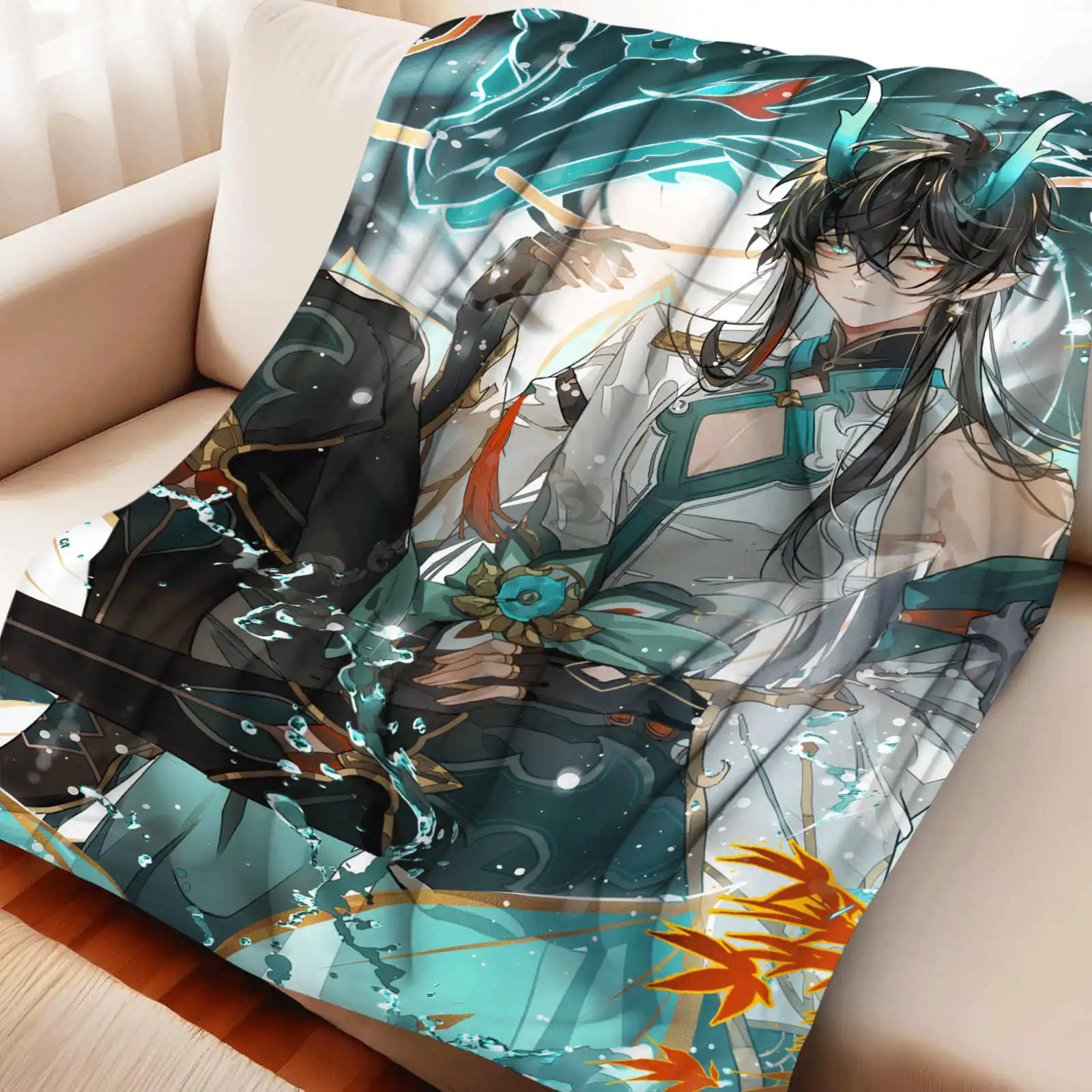 

Мультяшное флисовое одеяло Honkai Star Rail Dan Heng, аниме-плед для сна, многофункциональное декоративное универсальное одеяло