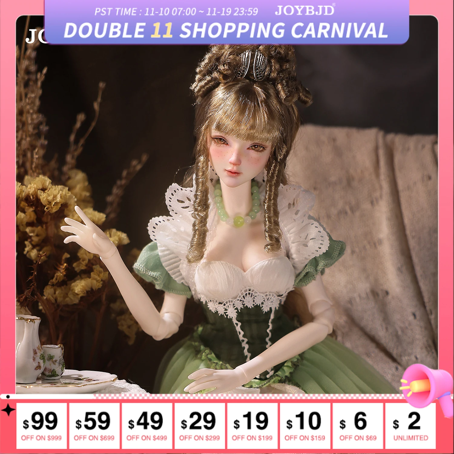 

Joybjd 1/4 Wur Fullset B Bjd Doll Court Classical Painting Female Resin Toy