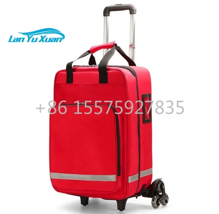 Stairclimber Trolley First Aid Kit Bag Backpack Wheeled Rolling Earthquake Tsunami Survival Medical Emergency Aid Kit Handbag