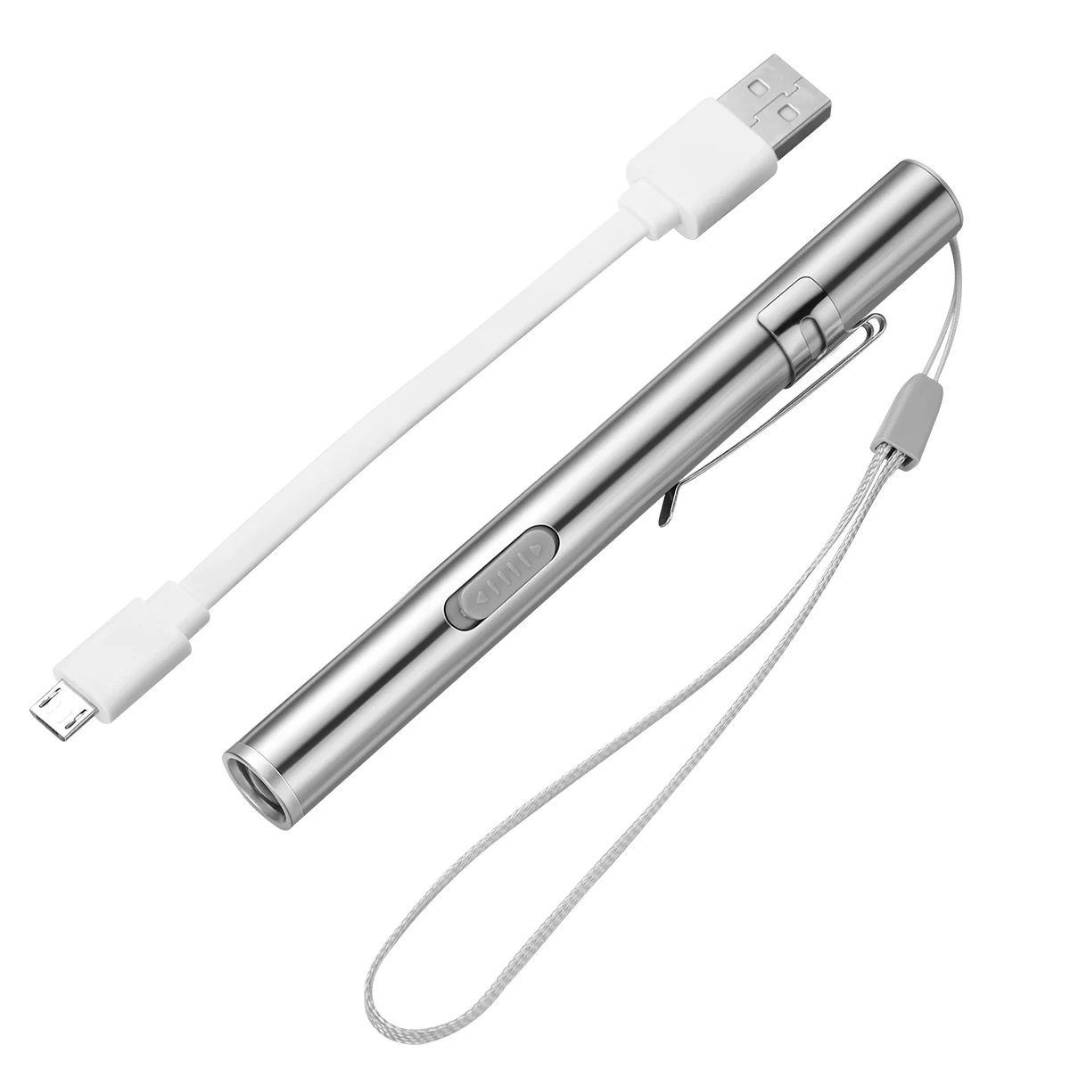 LEDMOMO 1PC Nurse Pen Light USB Rechargeable LED Flashlight Stainless Steel for Medical Students Doctors