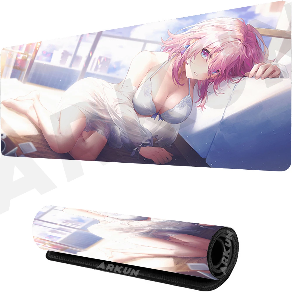 Large Kawaii Sex Girl Hot March 7th Popular Cool Honkai Star Rail Gaming Mouse Pad Extended Gamer XXL 900X400 Table Computer Mat