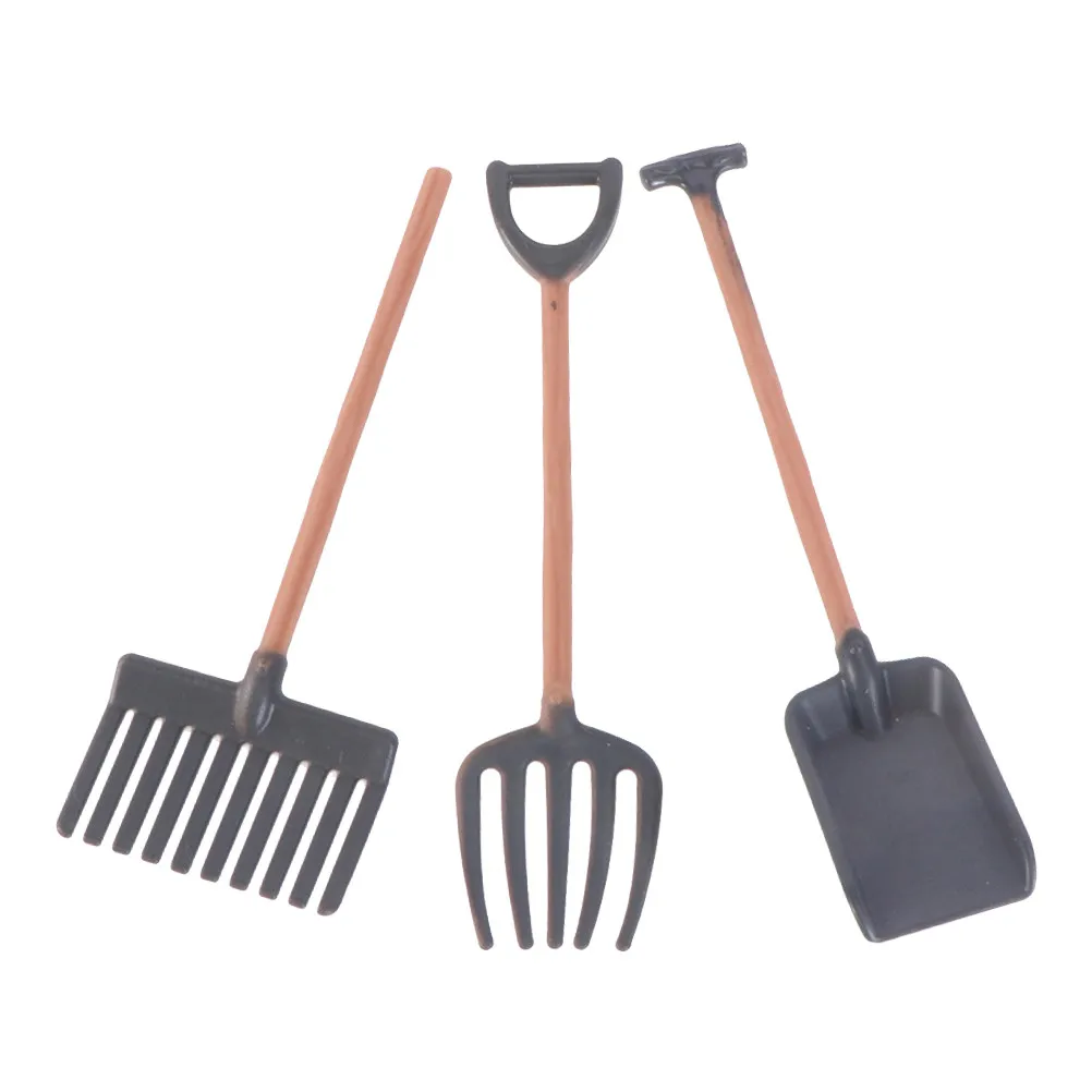 

1 set 1 Set Mini Farm Tools Kit Small Garden Accessories For House Scene Layout Miniature Farm Spade Rake Gardening Tools