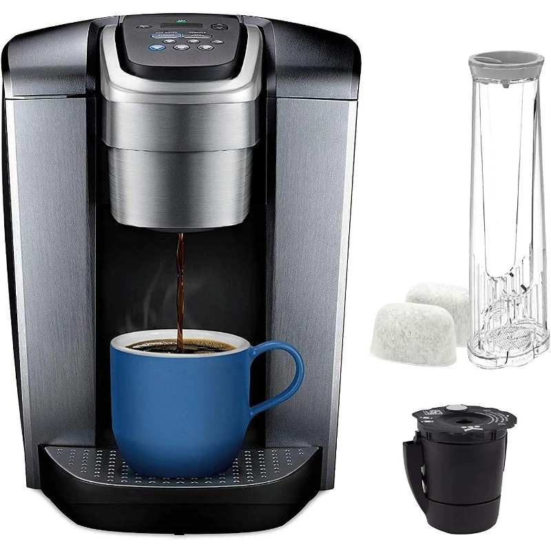 Coffee Maker Single Serve K-Cup Pod Coffee Maker with Iced Coffee Function Brushed Silver Comes with Extra Filter 75 Ounces