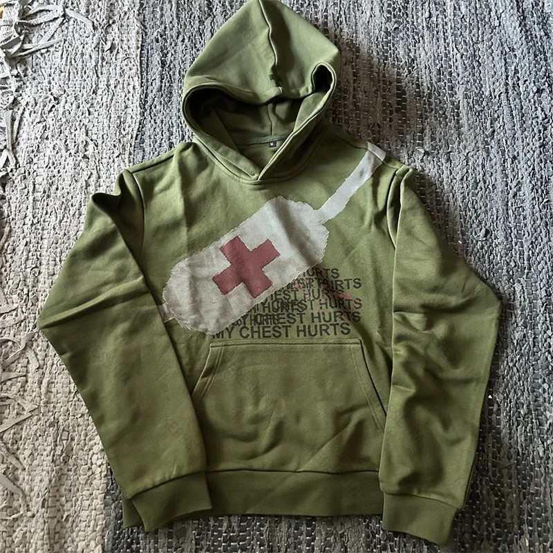 Gothic punk hip-hop rock Oversized style hooded sweatshirt autumn and winter vintage popular loose and versatile sweatshirt emo