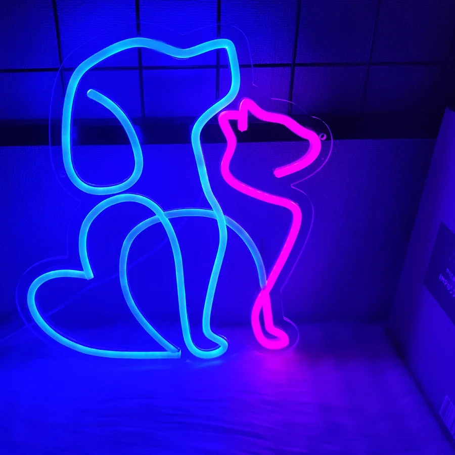 Lovely Cats And Dogs Led Neon Wall Decoration, Animal Signs, Usb Power Supply, Suitable For Pet Shops Who Love Cats And Dogs.