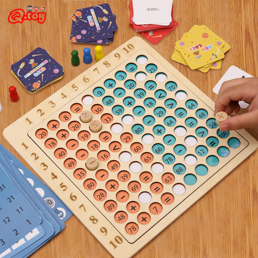 Multiplication Table Learning Board Game Children Wooden Montessori Educational Toys for Kids Math Counting Teaching Aids