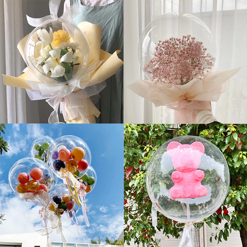 

3/5pcs 30inch Wide Neck Clear Inflatable Bobo Balloon Bouquet Snack Gift Wrapping Helium Globos Birthday Wedding Party Decor