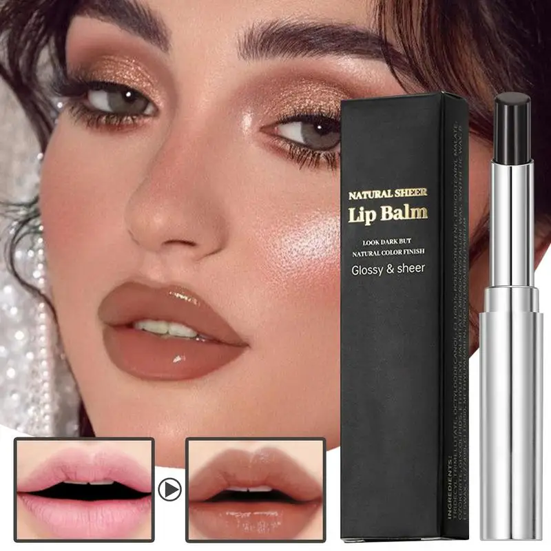 1 個黒リップクリームグロス保湿リップティント保湿乾燥しない口紅メイクアップベースケア女性ガール