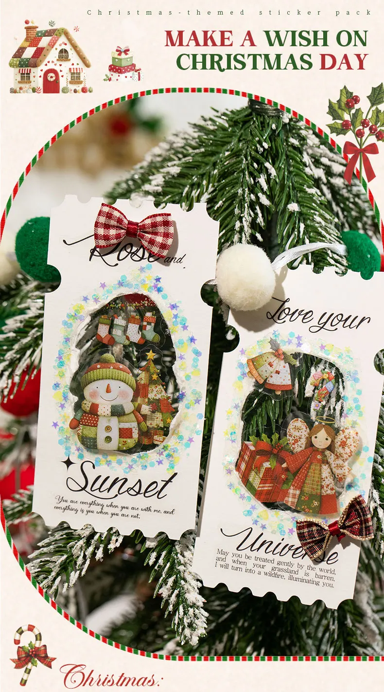 Journal GO 108 Stück Weihnachts-Alphabet- & Zahlen-PET-Aufkleber mit Stitch-Effekt, Schneemann- & Zug-Motiven für Scrapbooking, Planer, Karten – Detail 2