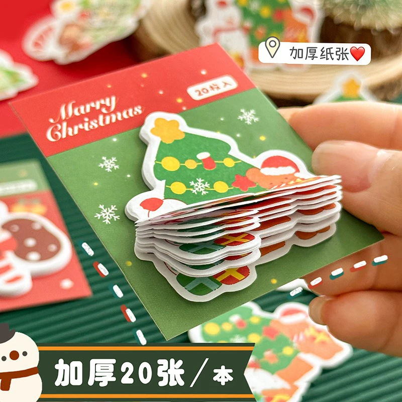 Kawaii Cartoon Christmas Post-it Notes 20/book Student Self-Adhesive Planning Notes Cute Christmas Decoration Gift