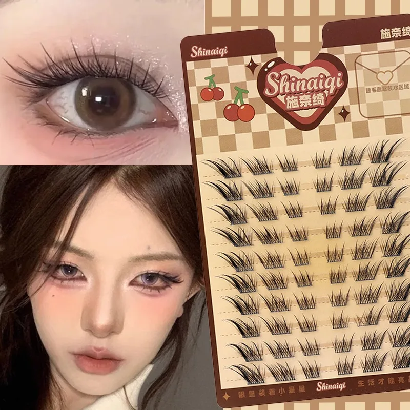 10 Rows 7-14mm Cluster Fox Eye Effect False Eyelashes Fluffy Natural Thick Segmented Bundles DIY Eyelash Extension Makeup Tool