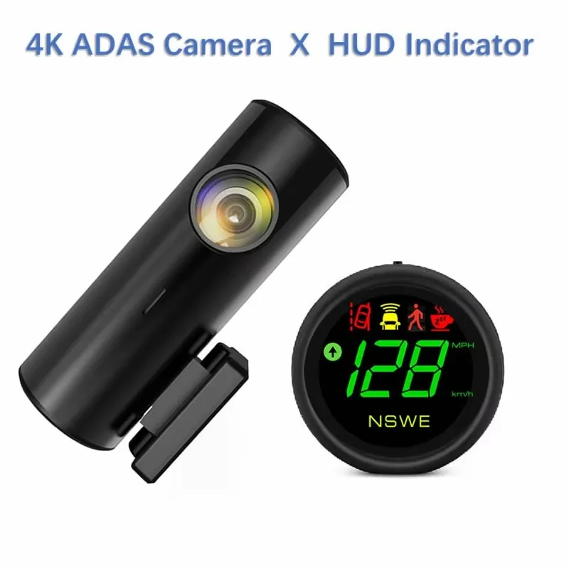 Mini  2K Road Front Camera  1080P Rear View Camera  Dual Lens Car Camera  with HUD GPS Speedometer AI ADAS Alarm Indicator
