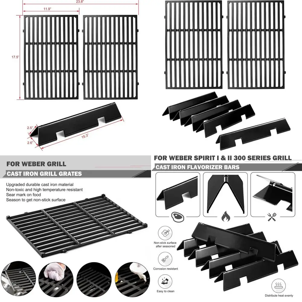 

Weber Spirit I & II 7636 Flavorizer Bars & 7638 Grill Grates Replacement Parts for E-310, E-315, E-330, S-310, 300 Series Grills