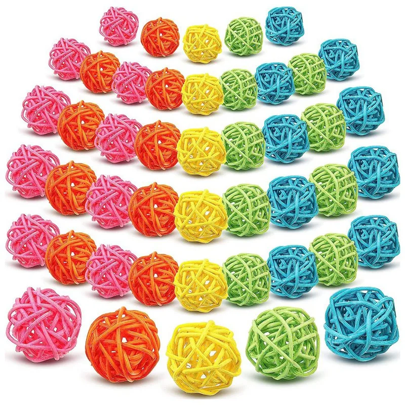 45Pcs Rattan Balls Color Decor Decorative Vase Filler Table Wedding Decoration For Baby Shower Birthday Party,1.6 Inch