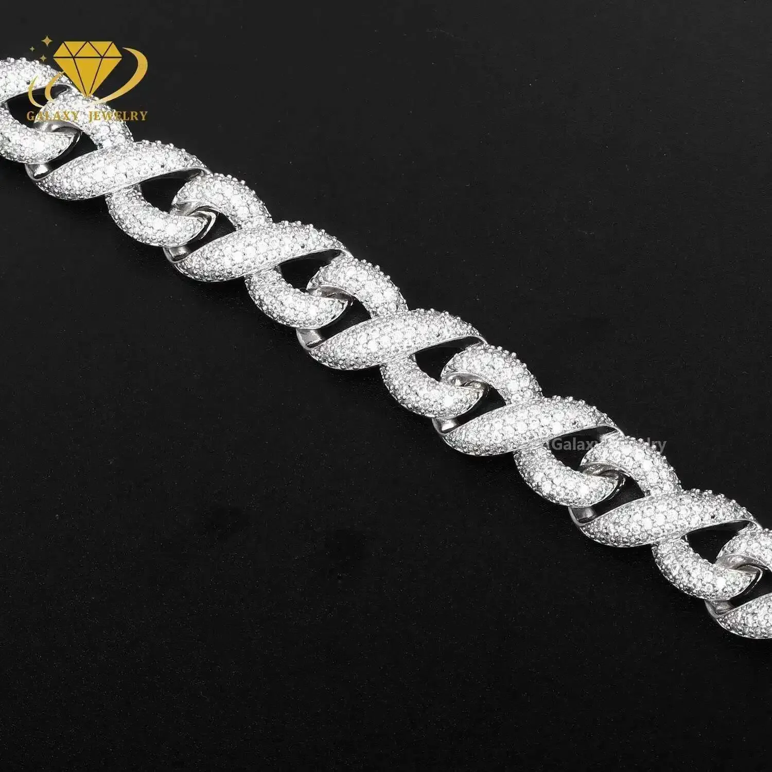 

Moissanite Cuban Link Chain Twisted 925 Silver Mens Hip Hop Jewelry 15mm Iced Out Infinity Cuban Chains Bracelets Necklaces