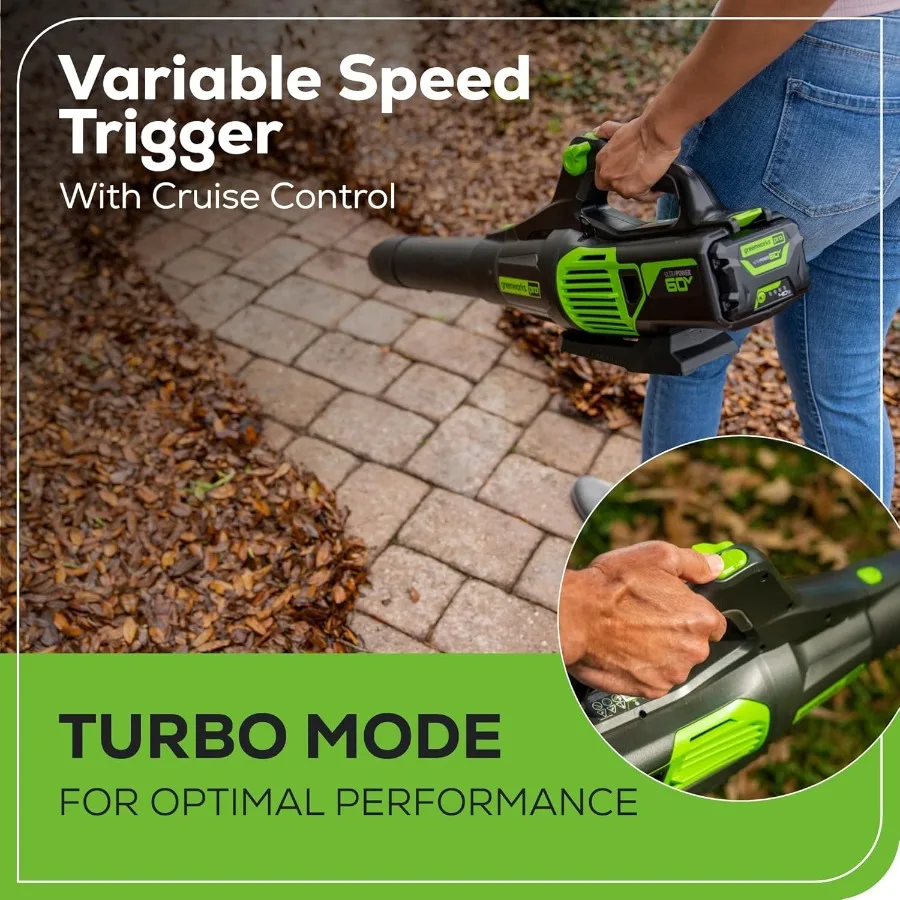 60V 610 CFM 130 MPH Cordless Leaf Blower High Power Lightweight Quiet Operation for Wet Leaves Driveways and Dense Gravel Inclu