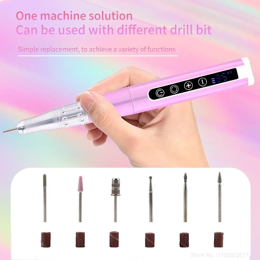 65W Professional 35000RPM New Color Cordless Ultra Smooth Coreless Motor Portable Nail Drill Pen With Charging Base