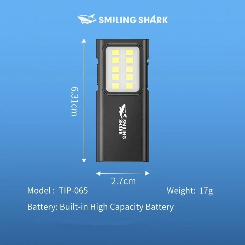 Smiling Shark TIP065 Mini Rechargeable Worklight,COB Floodlight Pocket Flashlight,with Clip Design,for Outdoor Running, Hiking