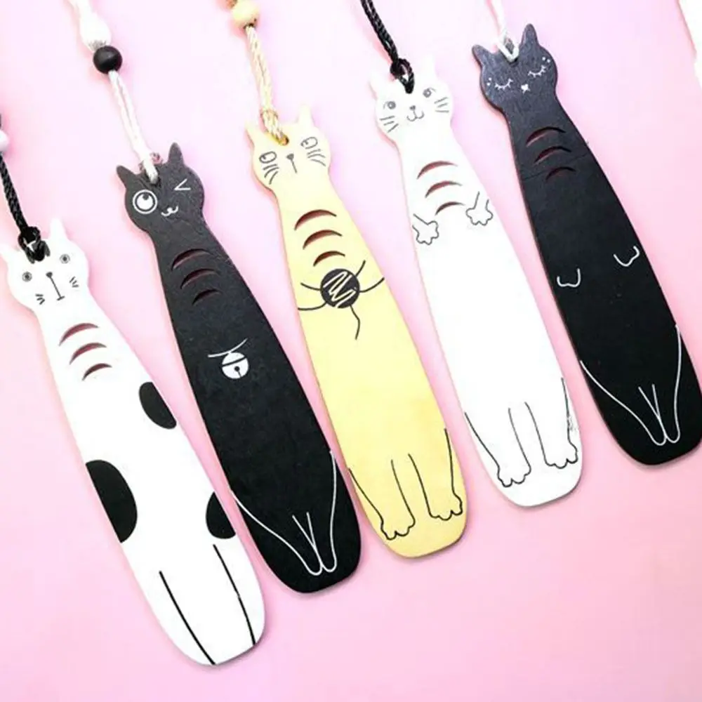 1 Pcs Creative Kitten Shape Book Page Marker Exquisite Wooden Reading Book Clip Student Learning Stationery Graduation Gift