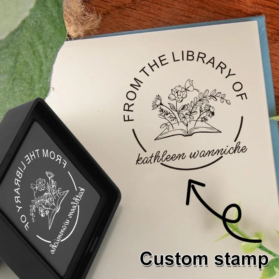 

Black Custom Book Stamp｜Self Inking Library Seal & Corporate Logo Maker｜From The Library of Stamp｜Wedding Invitation Seal