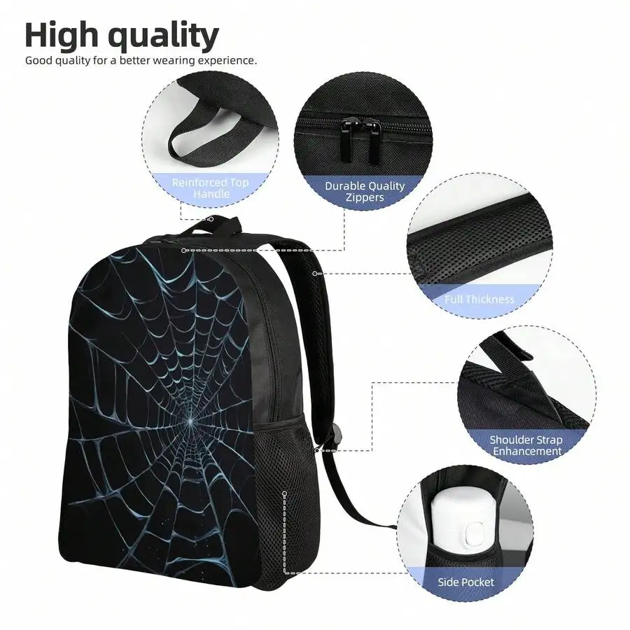 

Unisex Spider Web Print Backpack With Reinforced Handle And Durable Zippers