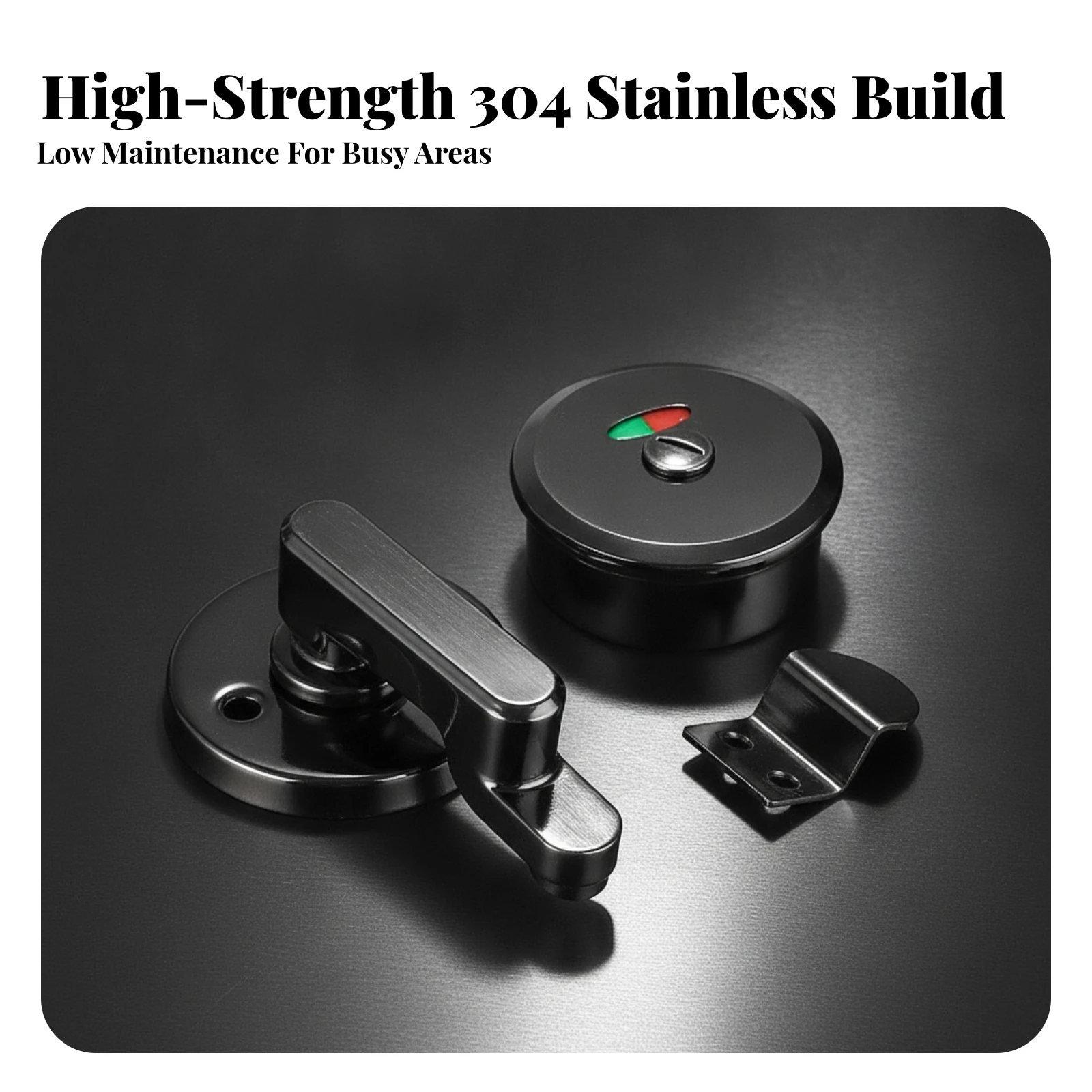 Latch with vacant/engaged Indicator Gunmetal Black Restroom Partition Latch Lock with Indicator Stainless Steel Surface Mounted
