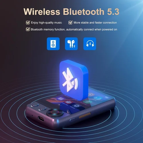 Imagen 2 del producto Reproductor de MP3 de 128 GB (con Bluetooth 5.3), reproductor de música portátil con pantalla táctil completa de 2,4' (con altavoces y ranura para tarjeta Micro SD)